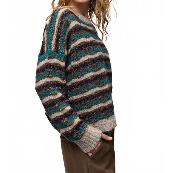 NEW SUMMUM alpaca crewneck sweater in multi